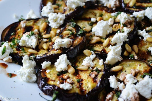 Male Fertility Recipe: Grilled Eggplant with Feta Cheese, Romesco, and Mint - Snowballs Underwear