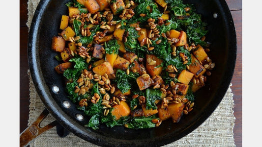 Male fertility Recipe: Skillet Butternut Squash and Kale With Maple-Roasted Pumpkin Seeds - Snowballs Underwear